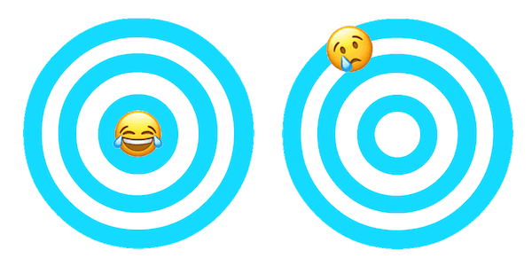 target with a smiling emoji